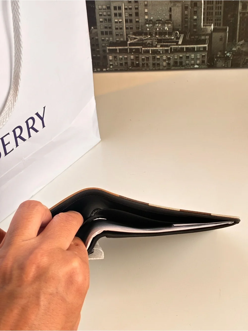 Burberry Brown and Red Icon Stripe wallet